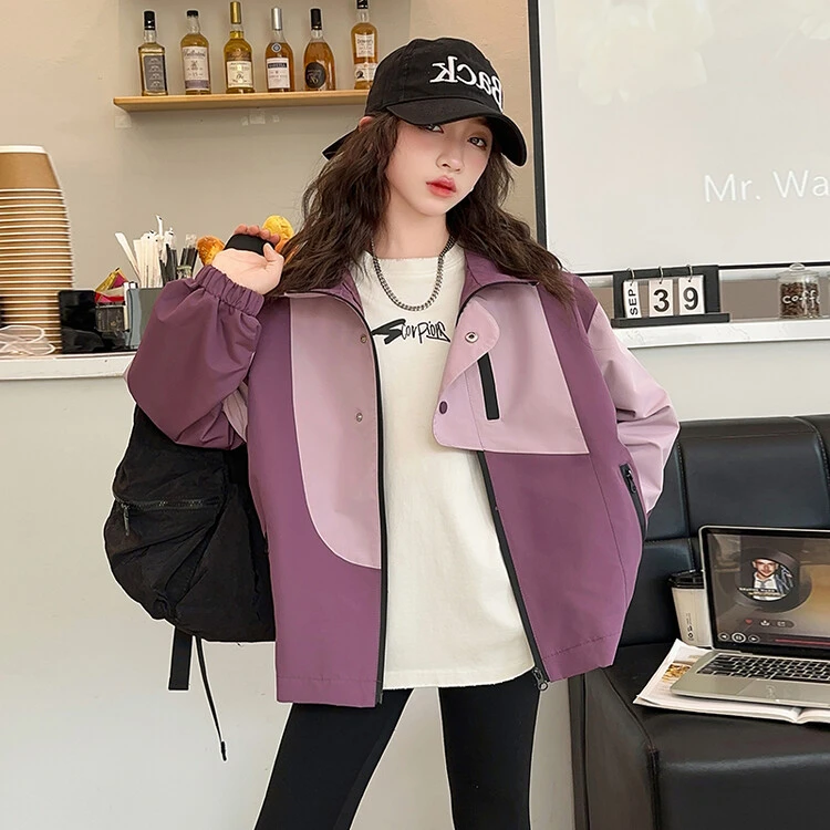 2024女童新款冲锋衣外套春秋款运动洋气儿童装秋季加厚连帽上衣
