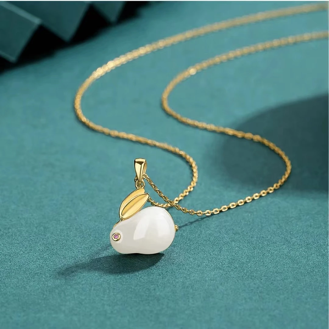 合金项链 合金项链 吉祥玉兔项链国风传统吊坠幸运项链女时尚百搭