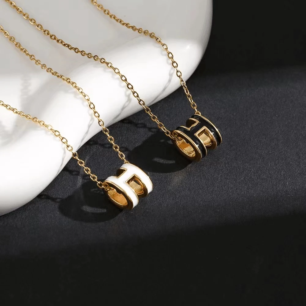 合金项链 H字母 项链女简约气质百搭锁骨链网红配饰h吊坠