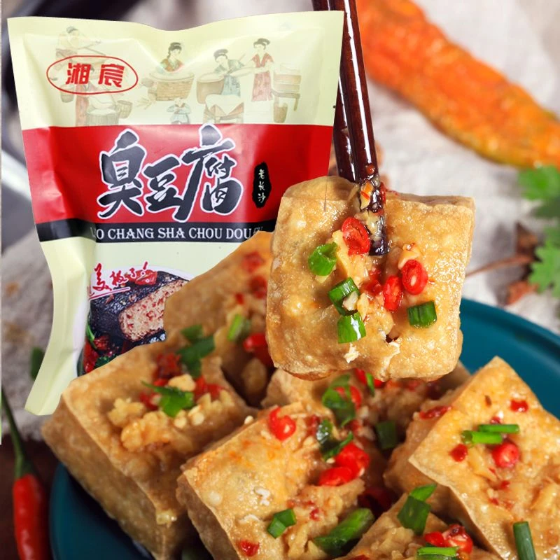 湖南长沙臭豆腐半成品生胚豆制品批发油炸零食送秘制酱料包美味的