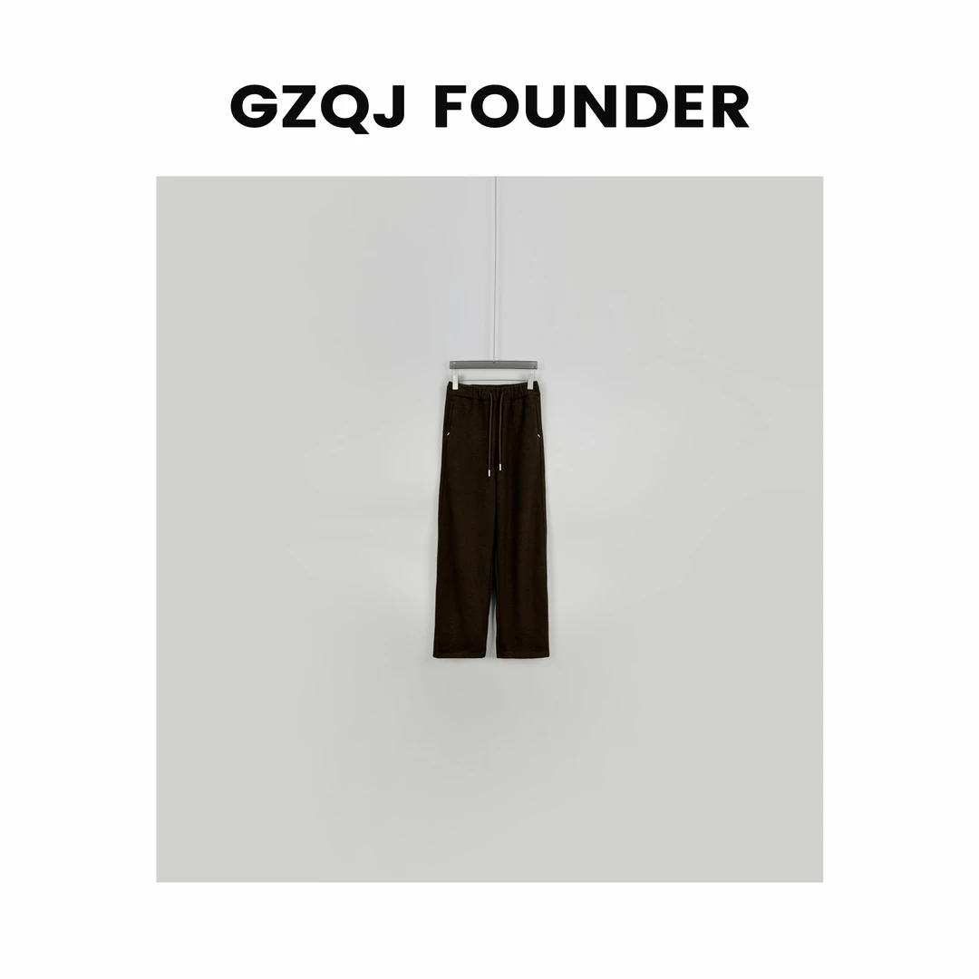 GZQJ 【可可裤】百搭高腰抽绳宽松醋酸羊毛阔腿休闲裤秋冬 377