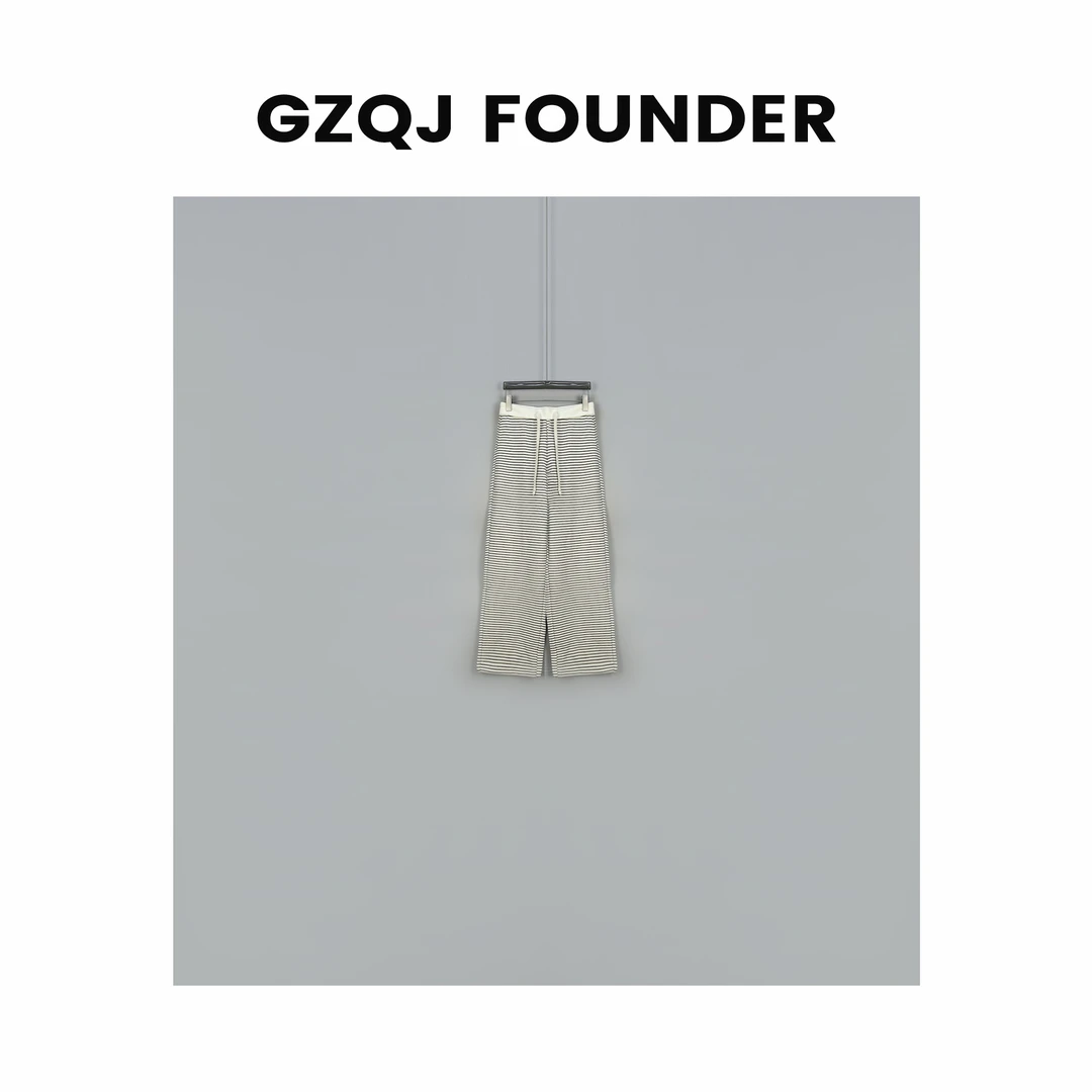 GZQJ【曼妙黑白】百搭显瘦加厚羊毛针织条纹直筒阔腿裤女33117