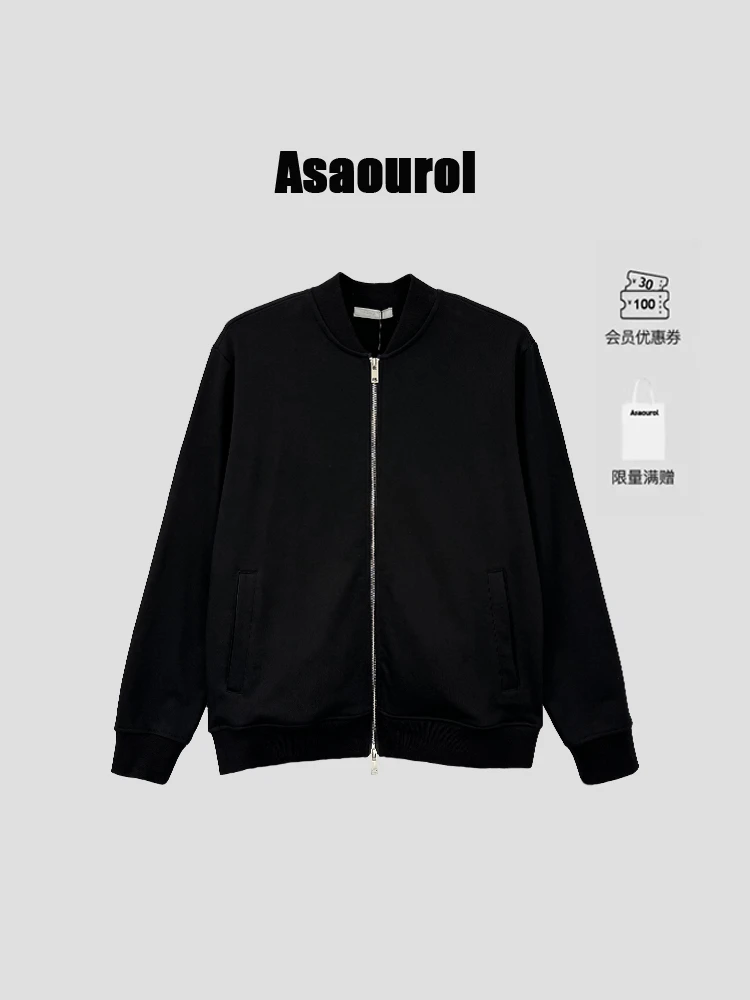 Asaourol24aw秋季新款夹克衫简约纯色百搭商务休闲男士外套宽松