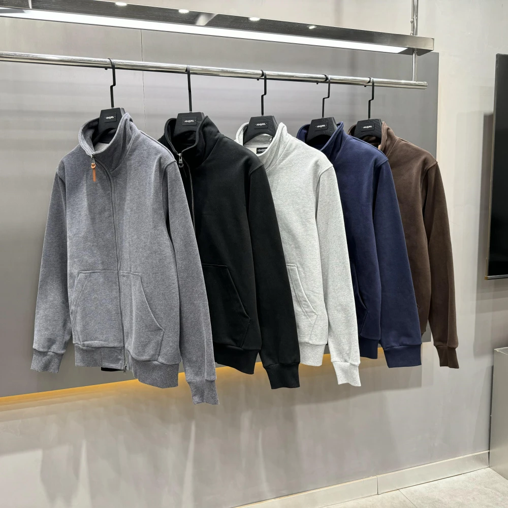 Asaourol2024秋冬立领拉链开衫简约保暖卫衣轻奢简约纯色冬季内搭