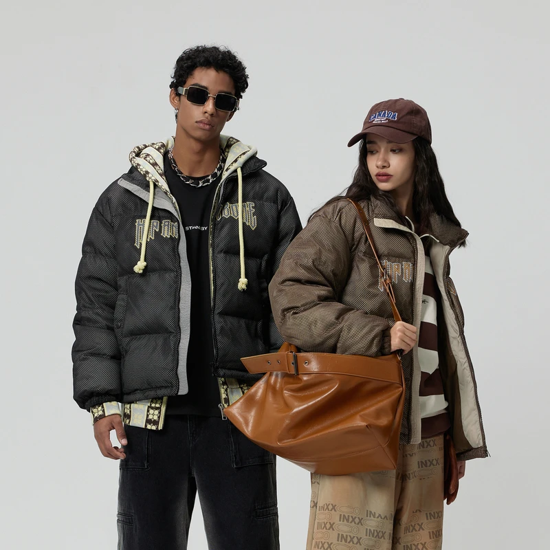 【INXX】HIP AND BONE 潮牌冬新品网眼印花羽绒服情侣HID4151644