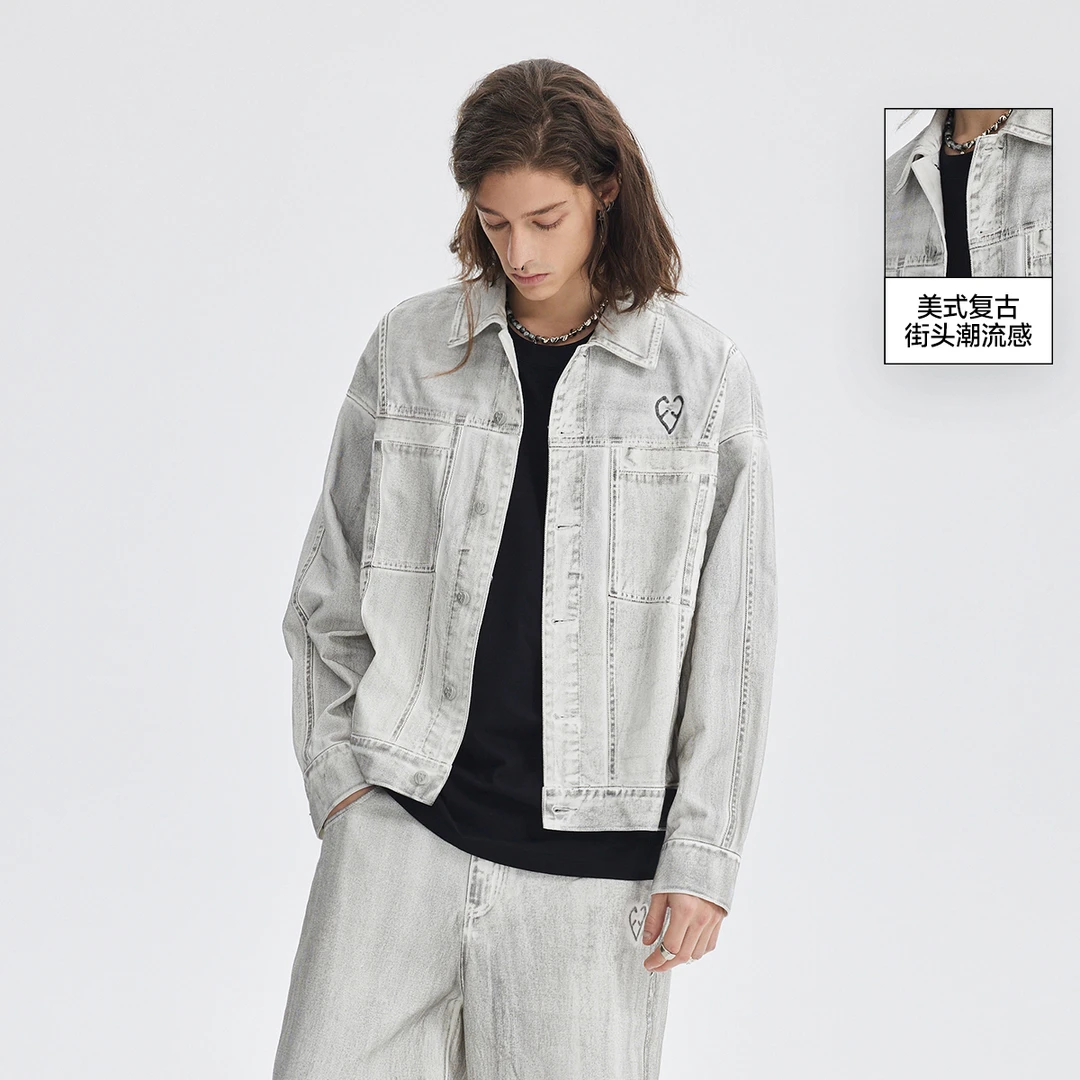 【INXX】颜安同款ALLPICK早春外套情侣宽松百搭牛仔外套APD3141041