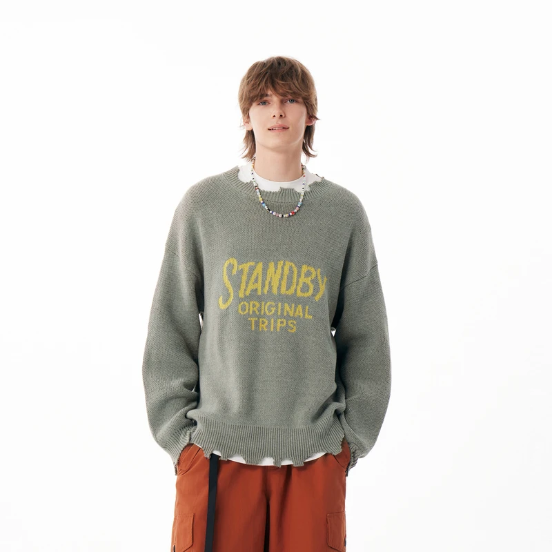 【草莓专属】【INXX】Standby破洞套头针织衫男女毛衣XME3061394