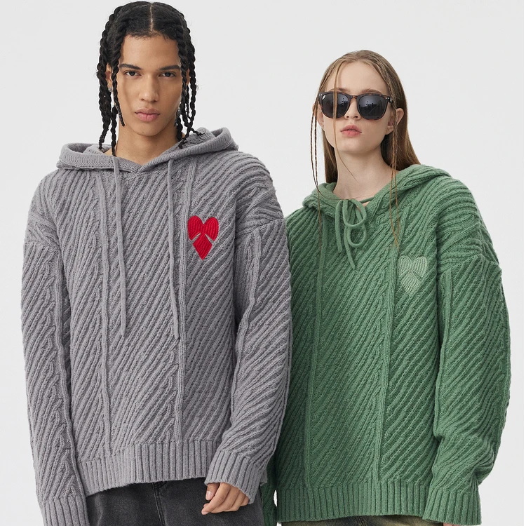 APYD连帽套头纯色针织衫男女同款毛衣APE3060823—ljm