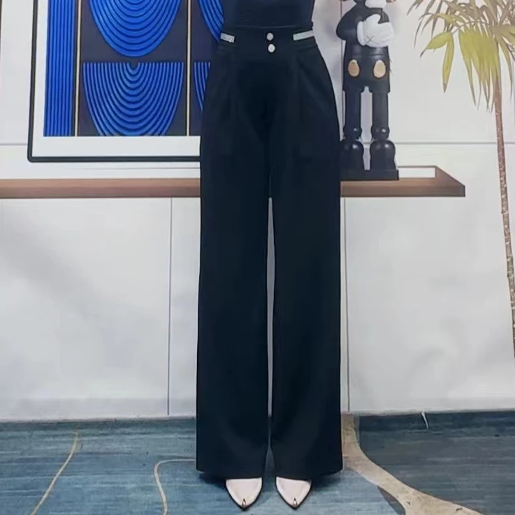 欢舞阁摩登舞吉特巴广场舞裤口袋交谊舞时尚弹力料钻条女裤B0171