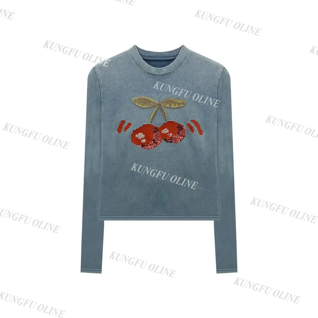 【圈圈】CT6728时尚长袖棉t恤女2024小众百搭打底上衣