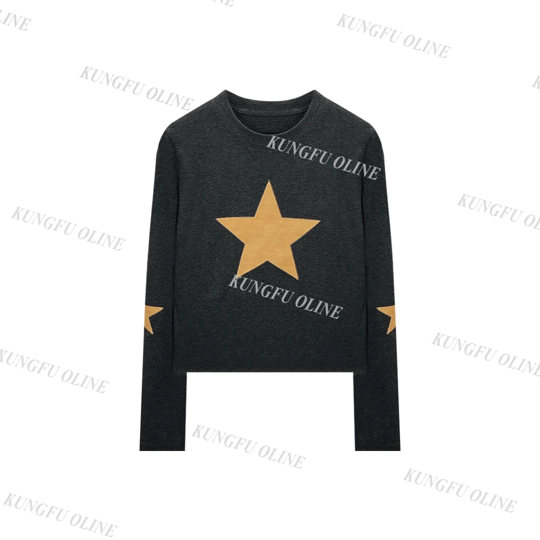 【多多专属】CT2679高级感长袖T恤女秋冬季五角星上衣打底衫内搭洋