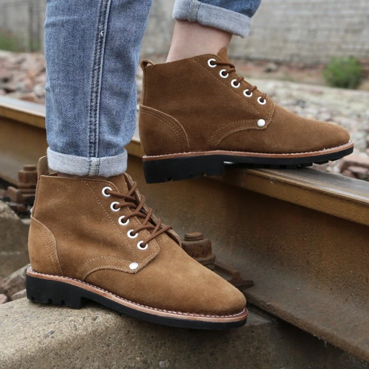 复古美式马丁靴男翻毛皮手工固特异牛皮膛底工装机车鞋女（956）