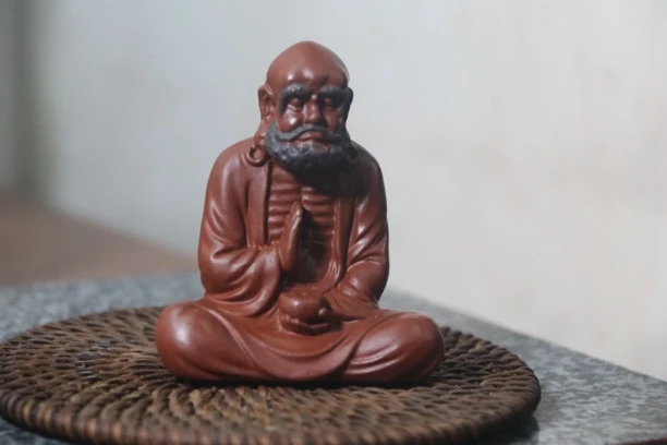 宜兴紫砂茶宠茶周边紫砂摆件达摩雕塑像