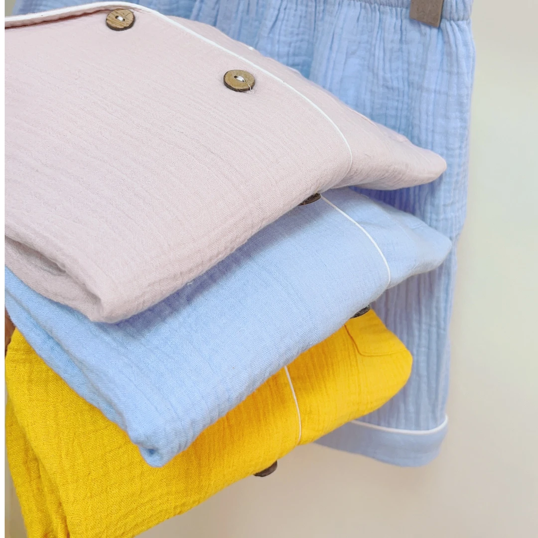 浮力~短袖+短裤棉纱轻薄柔软透气夏款睡衣套装女夏季女