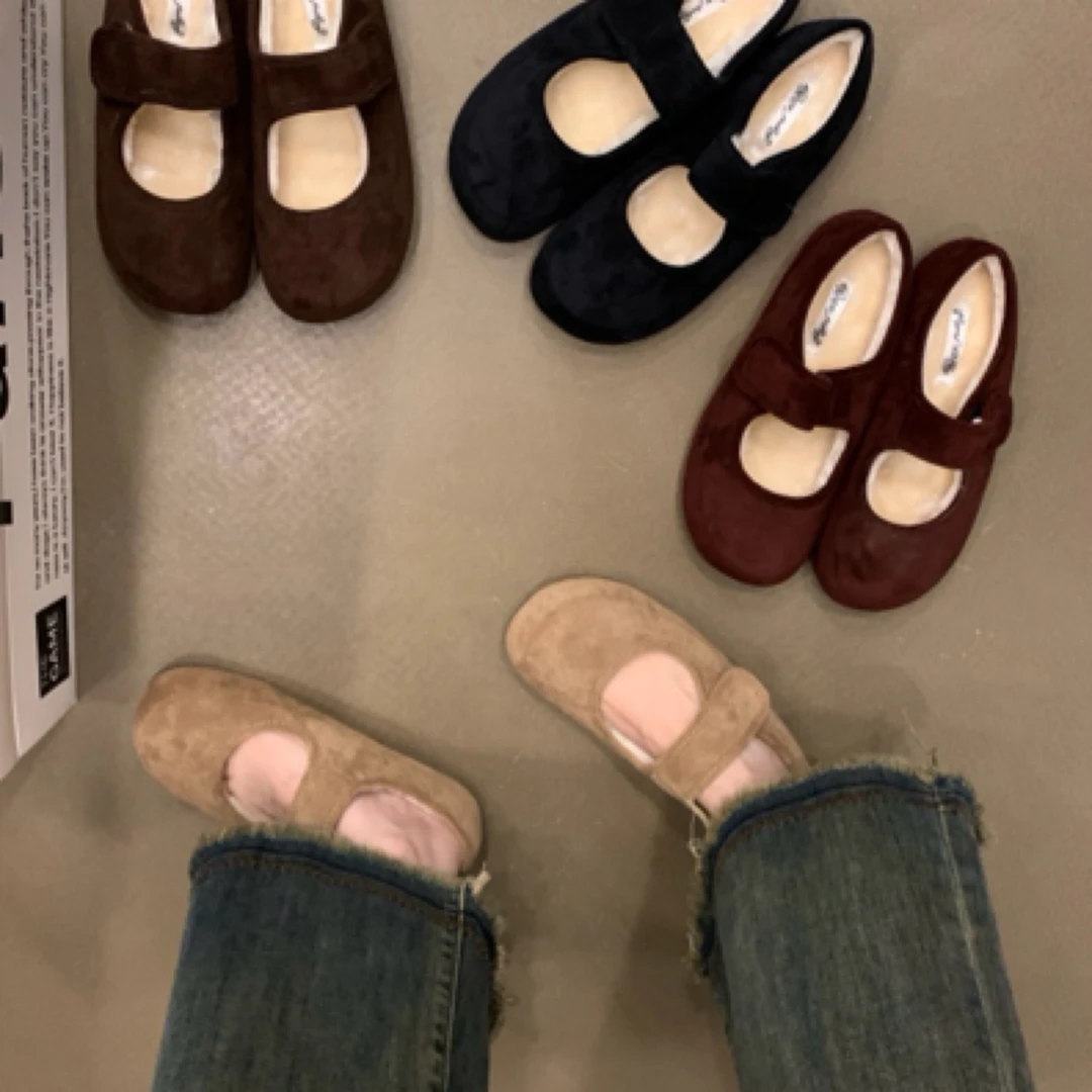 复古绒面包头半拖鞋女毛毛鞋外穿2024秋冬加绒保暖雪地棉鞋勃肯鞋