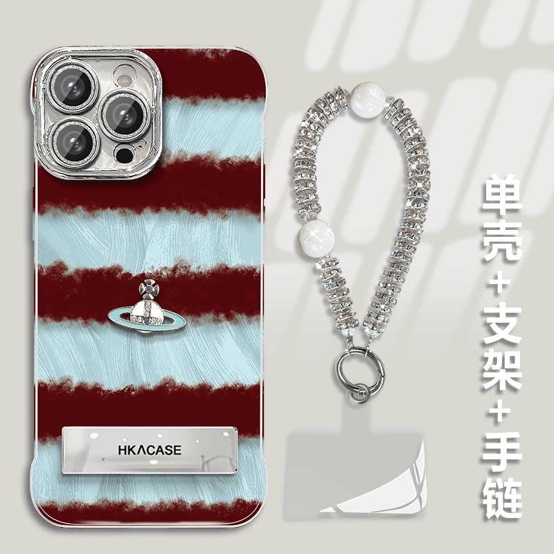 条纹立体星球适用苹果14/15/16promax羽纱无边框11/12/13手机壳