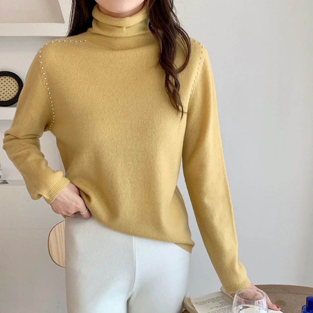 【羊毛新款】秋冬一线成衣无缝一体套头基础款打底衫8001钉珠