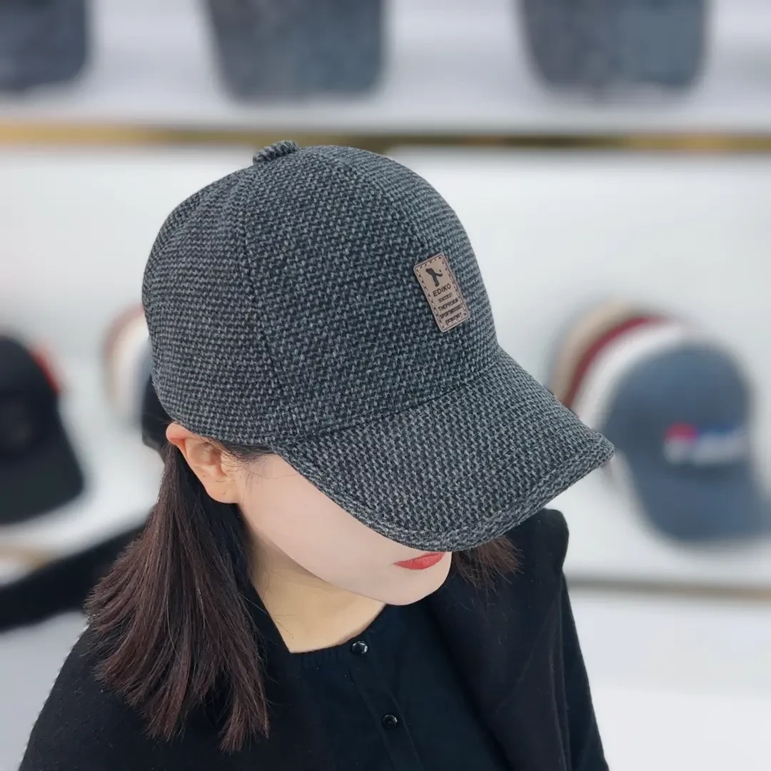 冬季新款防寒保暖帽加绒加厚防风护耳帽休闲时尚中老年百搭棒球帽