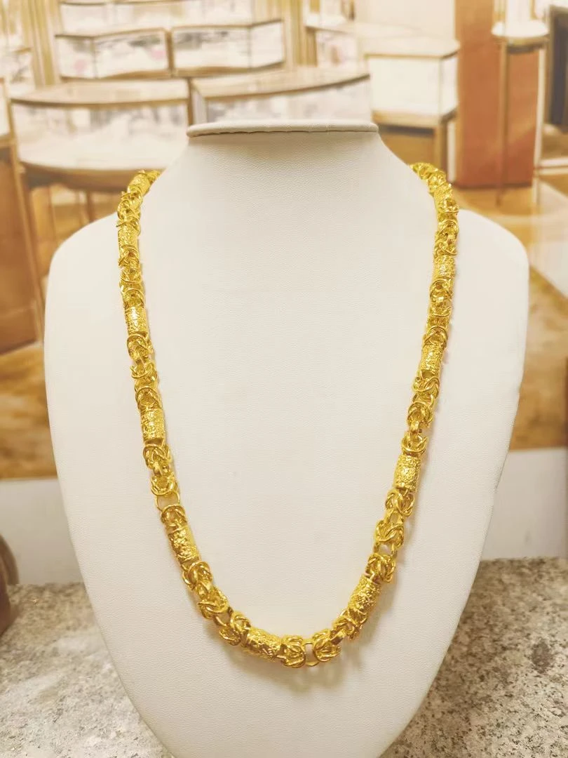 合金项链 龙柱项链 2024男款时尚大气潮流经典百搭项链金色不掉色