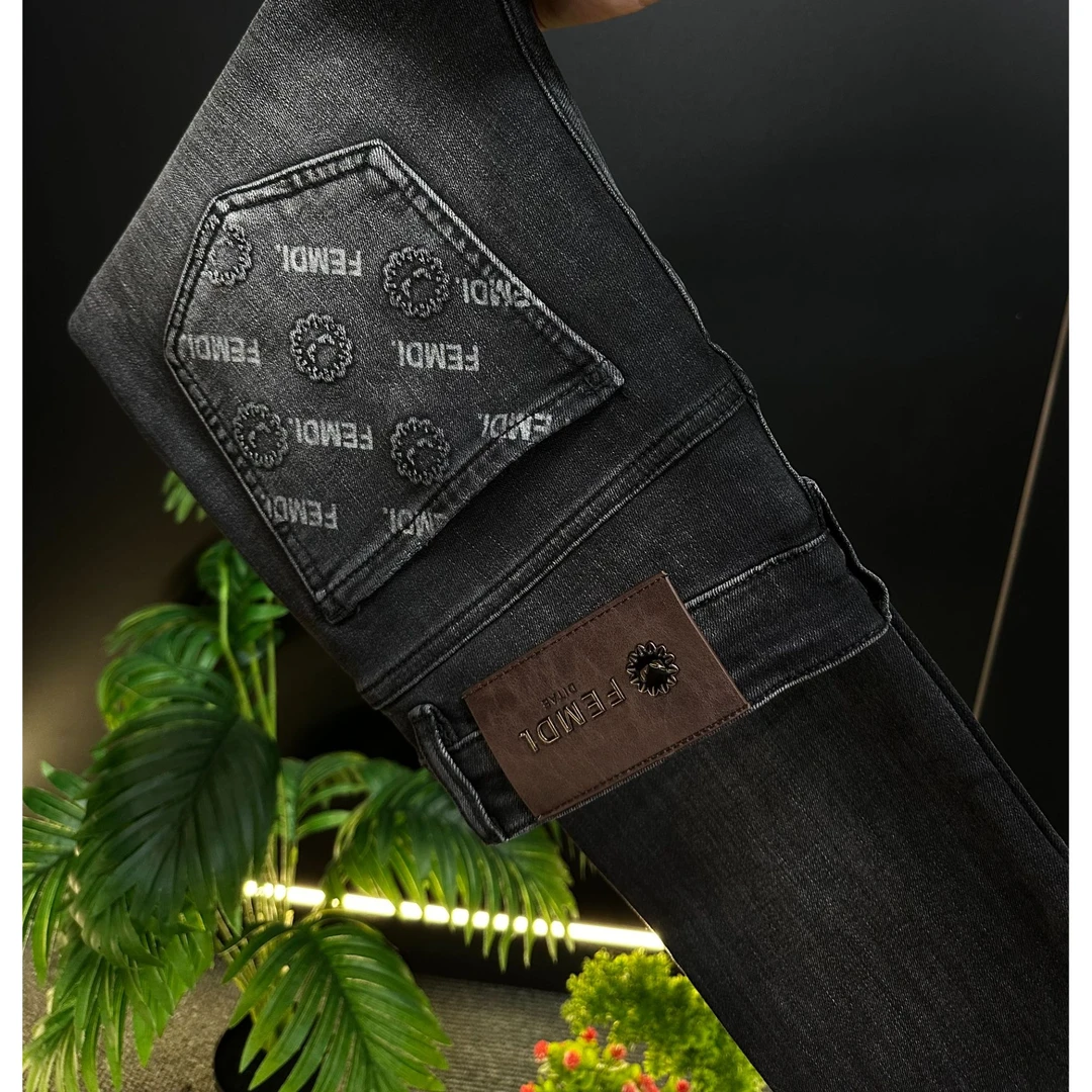 【ZB专属】新秋冬款#266#烟灰色轻奢潮流高端弹力修身直筒男牛仔裤