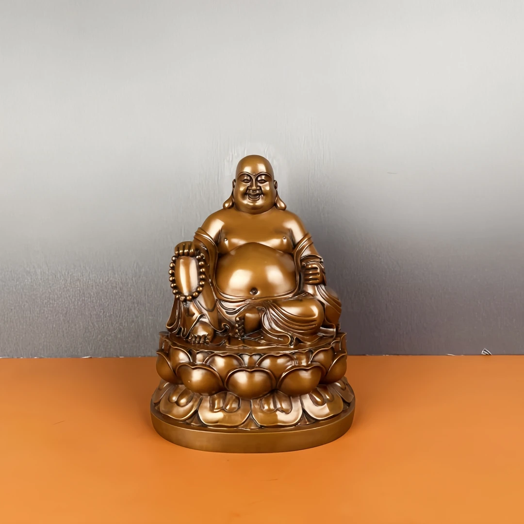 古品轩【弥勒佛】紫铜弥勒佛大肚笑佛摆件玄关摆件工艺品