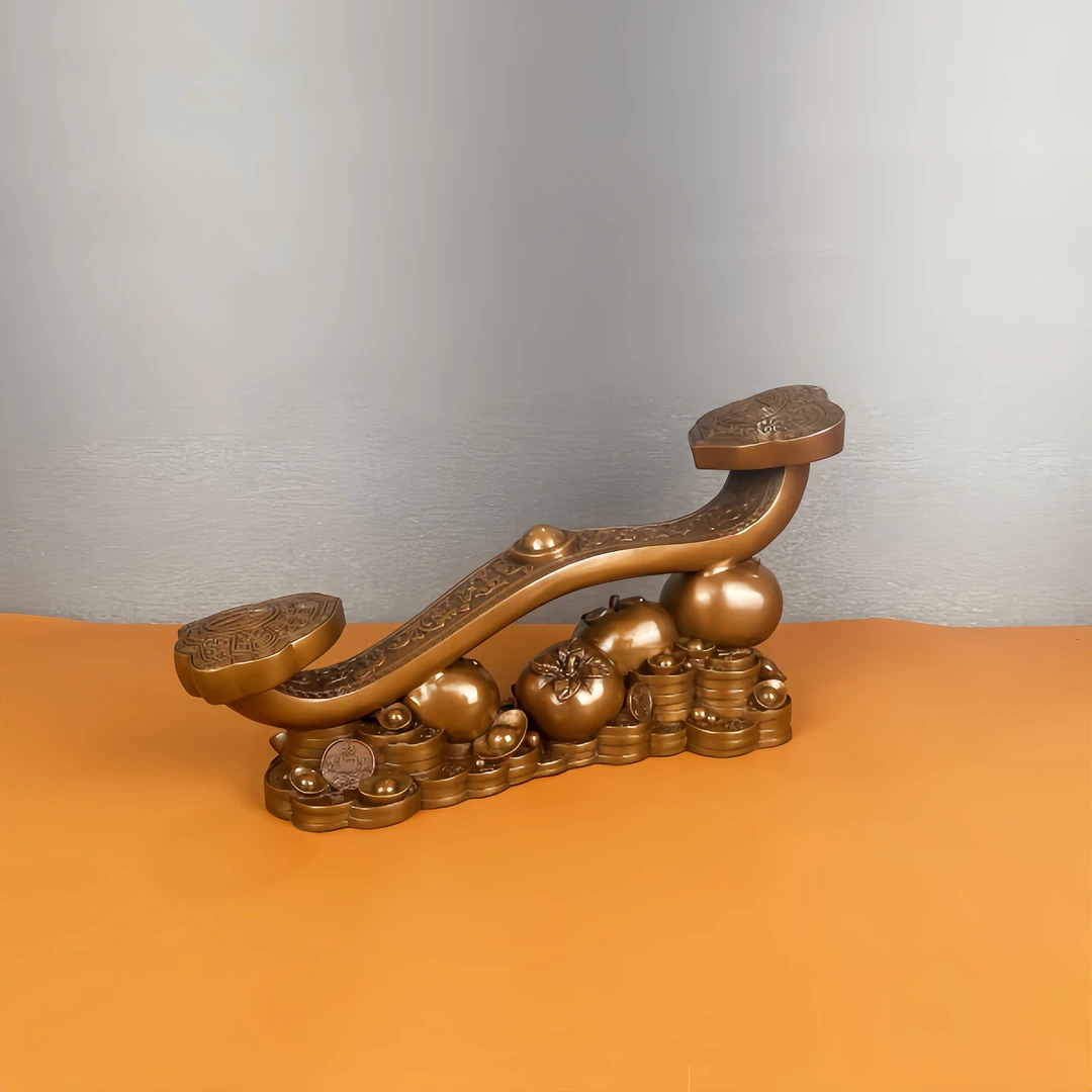 古品轩【柿柿如意】纯铜家居玄关酒柜摆件如意摆件装饰礼品