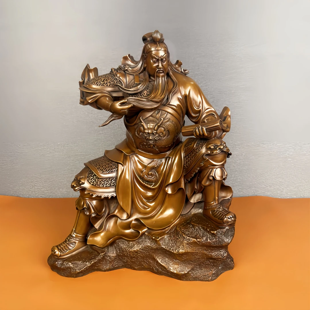 古品轩【读春秋二爷】紫铜摆件客厅家居玄关办公室摆设工艺品摆件