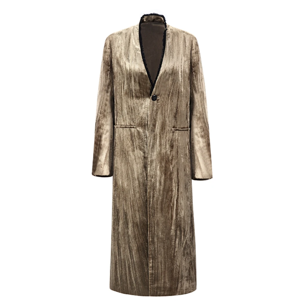 Y24FW02金丝绒长款西装