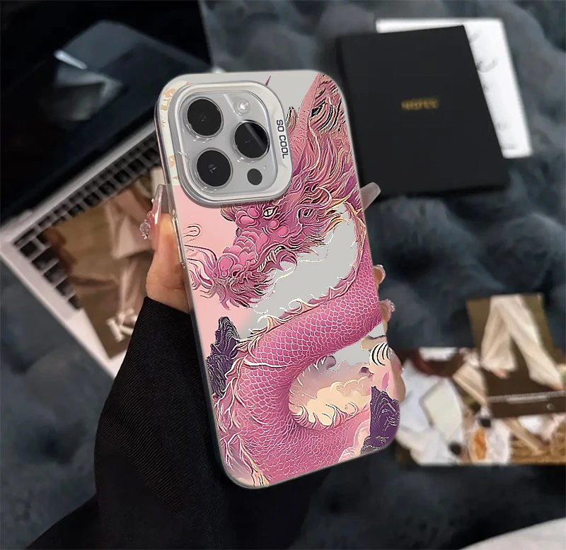 国风粉龙元气壳适用iPhone15/14/13手机壳苹果vivo华为荣耀oppo潮