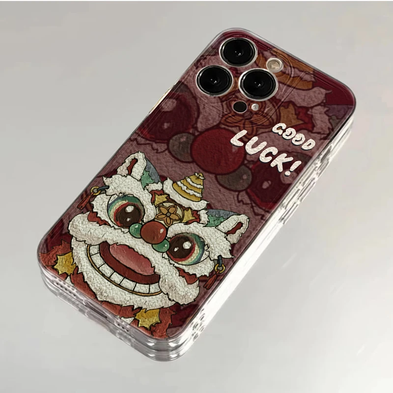 LUCK好运舞狮适用iPhone15/14/13手机壳苹果小米vivo华为oppo卡通
