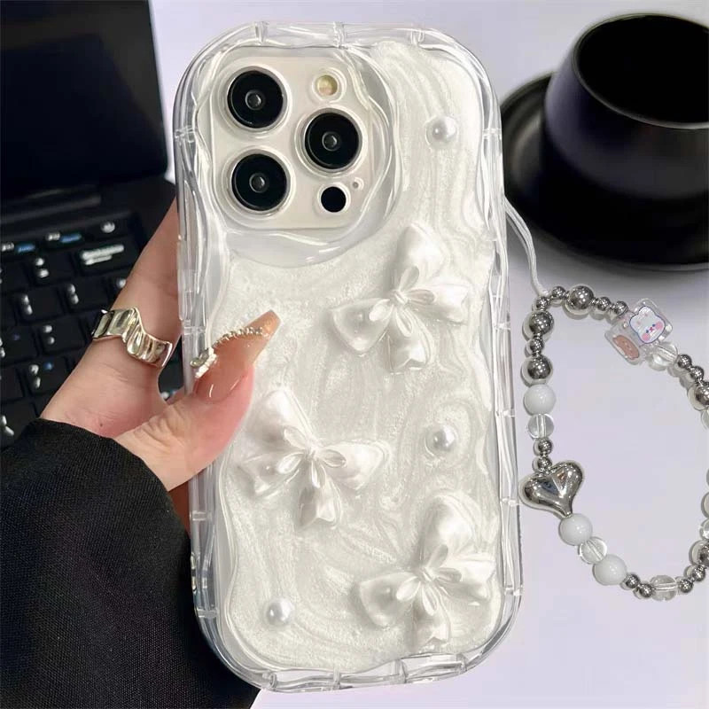 立体蝴蝶结链条适用于苹果15手机壳iPhone13/14promax防摔12女11