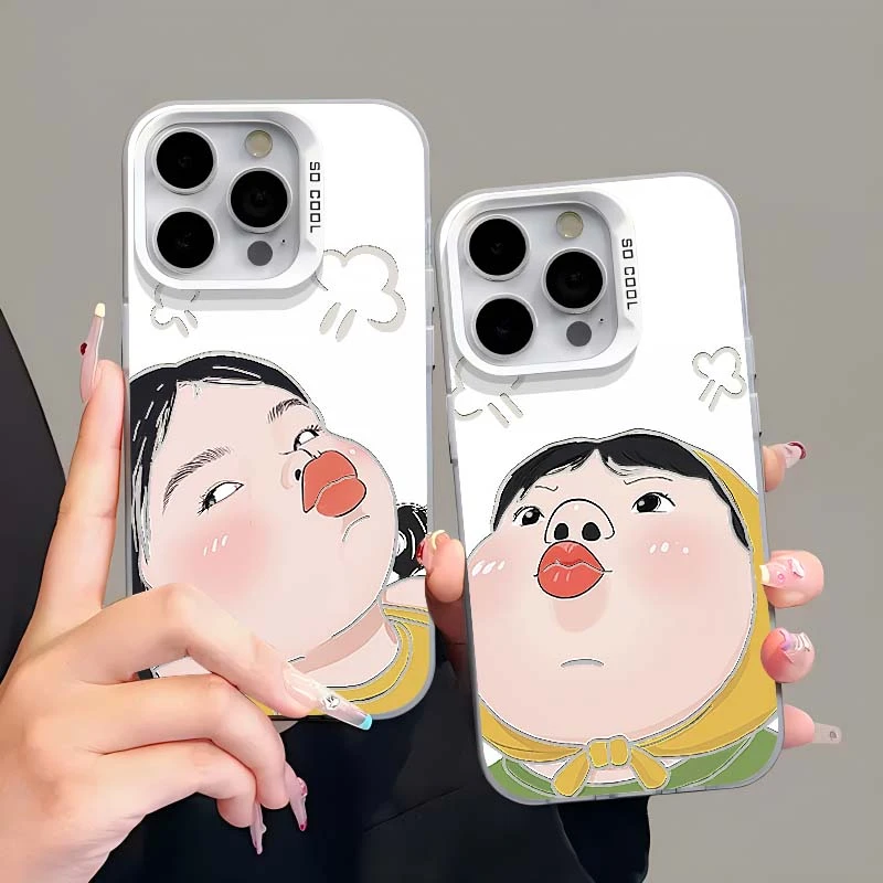 夕与空搞怪嘟嘴唇女孩元气壳适用iPhone15手机壳苹果华为小米oppo