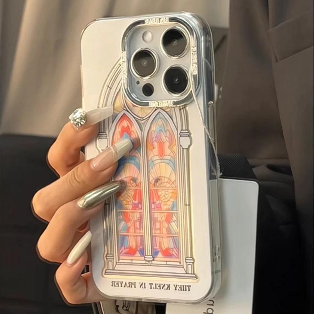 珐琅窗户金属羽纱适用苹果15手机壳iPhone13/14promax新款12/11软