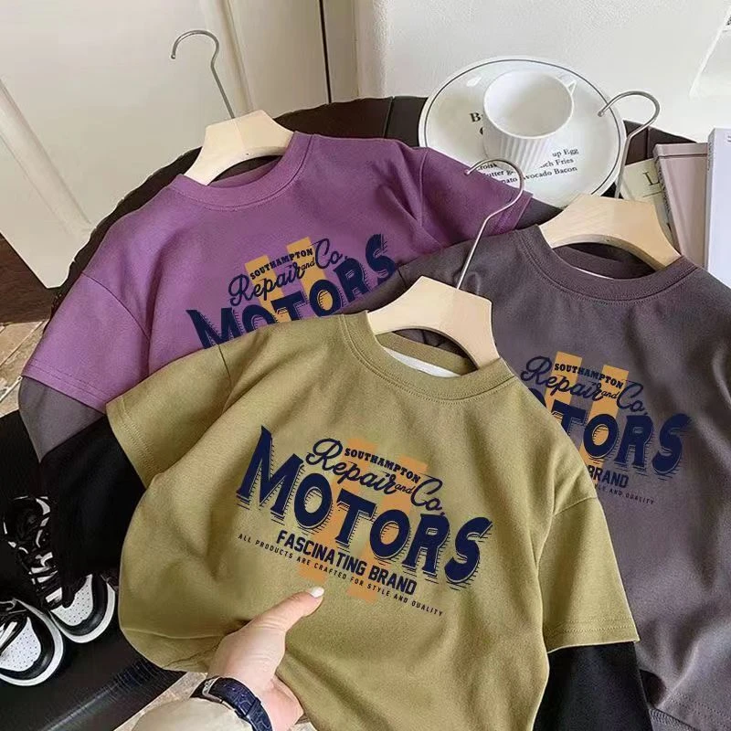 儿童长袖T恤春秋季男童百搭痞帅打底衫宝宝中小童秋装假两件上衣t