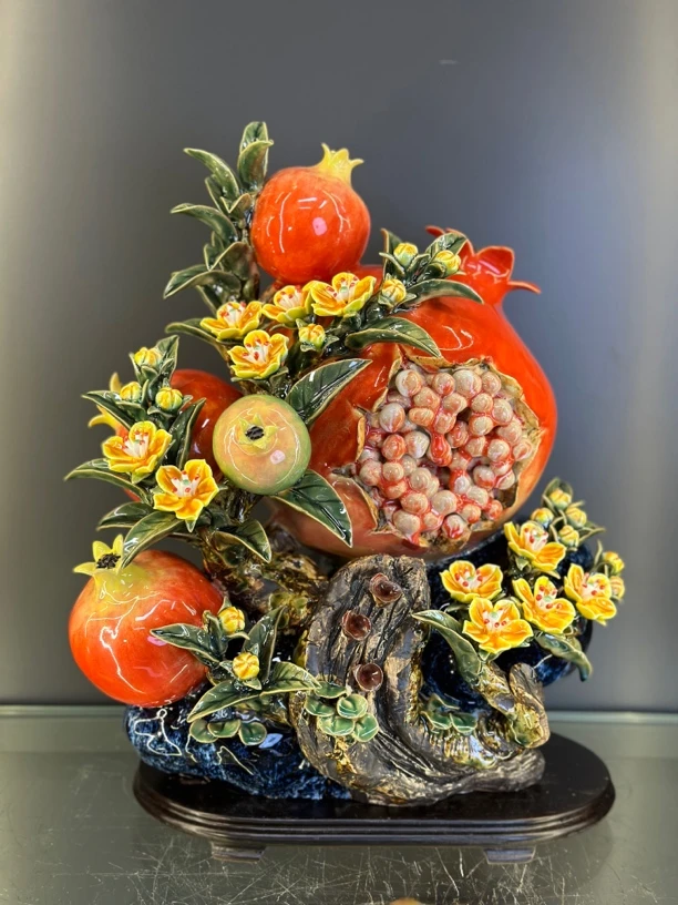 【吉庆满堂石榴果】石湾公仔尺寸33长度43高度