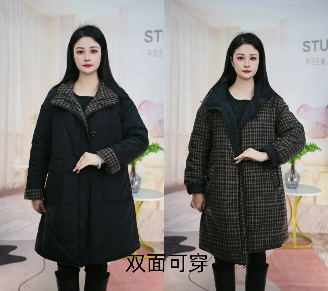 FWRP.L063-新款定制双面可穿加厚显瘦时尚保暖气质大衣