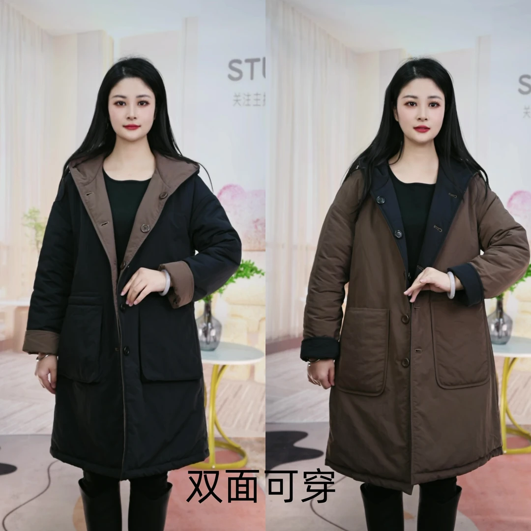FFP.L061-新款定制双面可穿加厚显瘦时尚保暖气质大衣