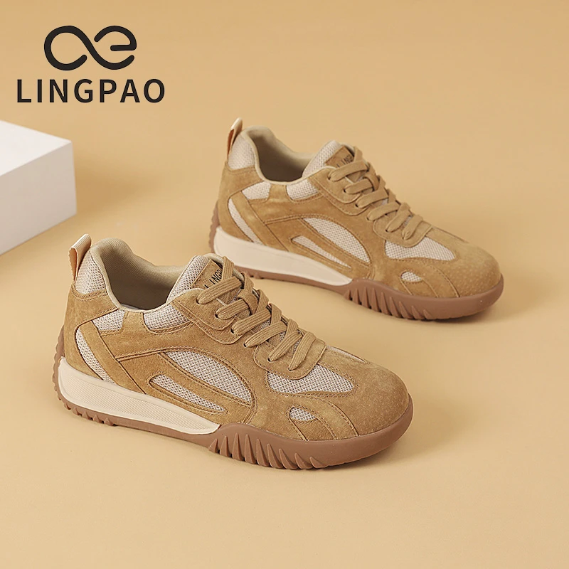 领跑隐形内增德训休闲女鞋厚底25新款秋季百搭复古软底小众休闲鞋