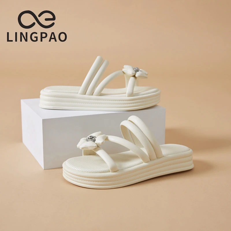 领跑仙女风气质凉拖休闲女鞋百搭一字扣带露趾软底外穿厚底防滑女