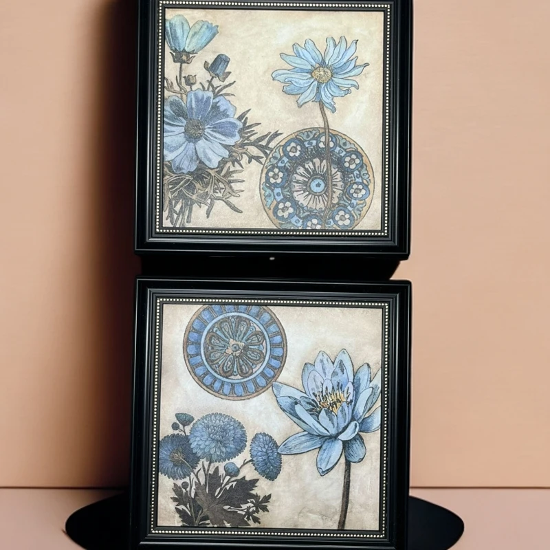 057美式卧室装饰画床头挂画主卧背景墙餐厅田园复古壁画静物花卉