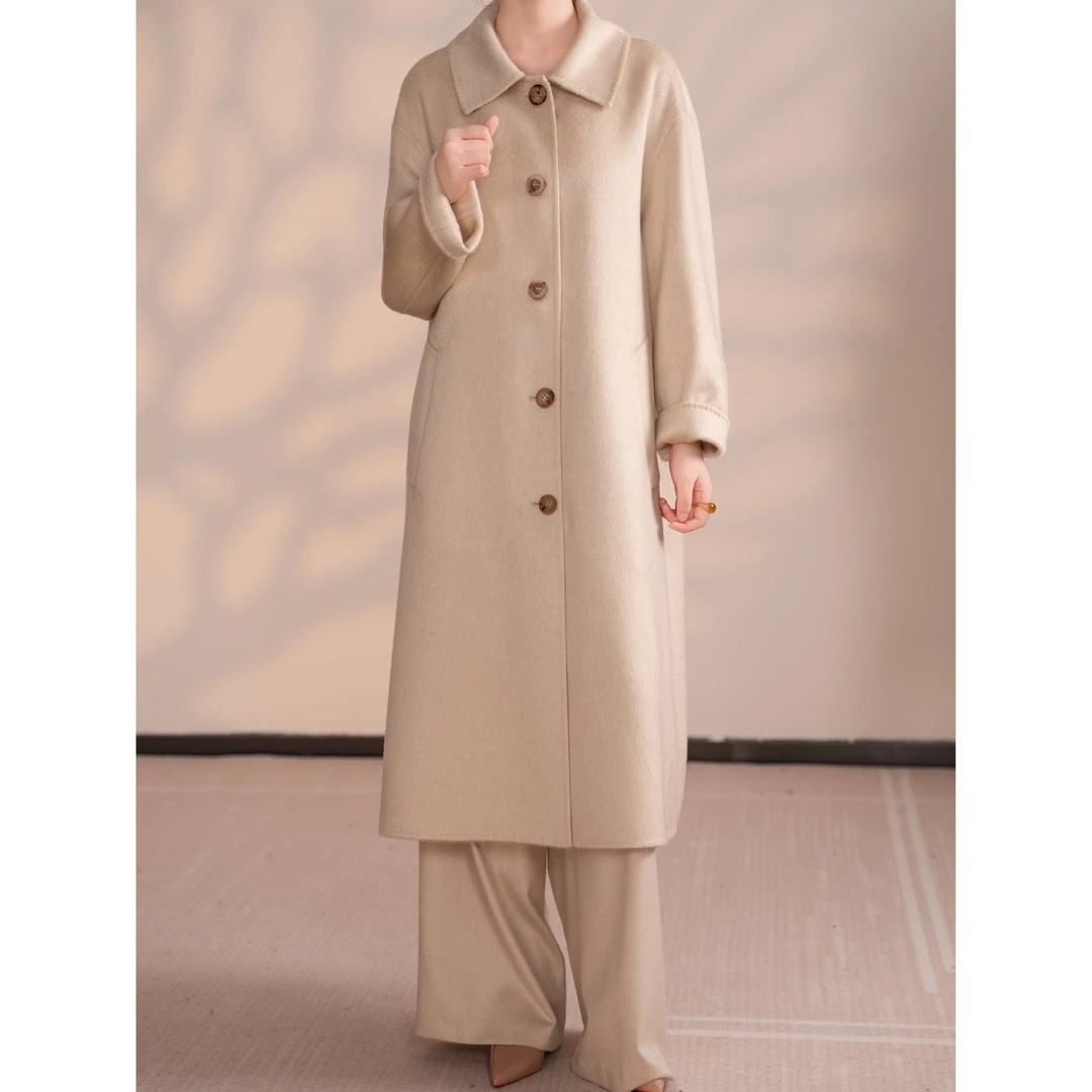 【高定系列】80%羊绒20桑蚕丝-LP定制丝羊绒翻领新款女装时尚大衣