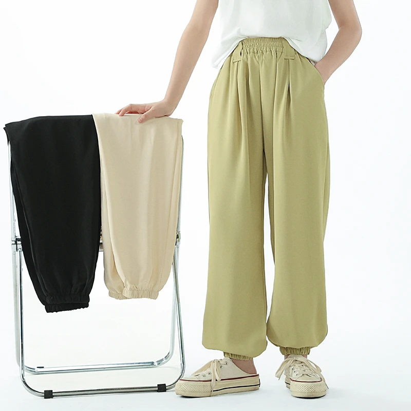 女童裤子夏季薄款冰丝防蚊裤宽松胖童装中大童加肥束脚裤抖抖裤薄