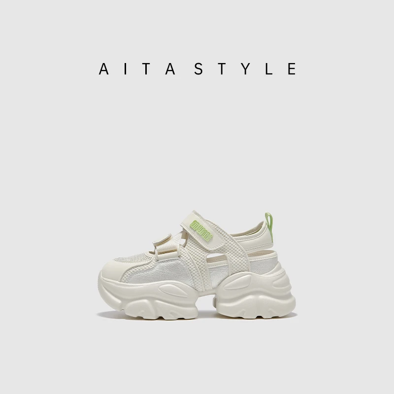 AITA/艾塔老爹鞋女2024夏季新款网面透气轻便透百搭休闲运动凉鞋