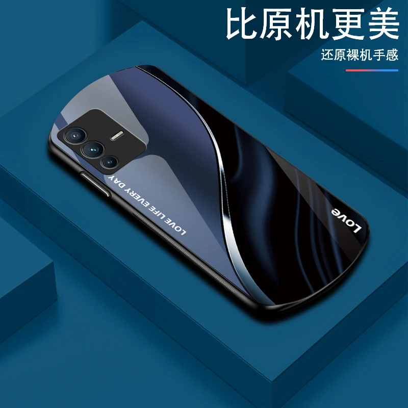 适用【vivoS12Pro】LOVE弧形玻璃手机壳高颜值防摔商务轻奢