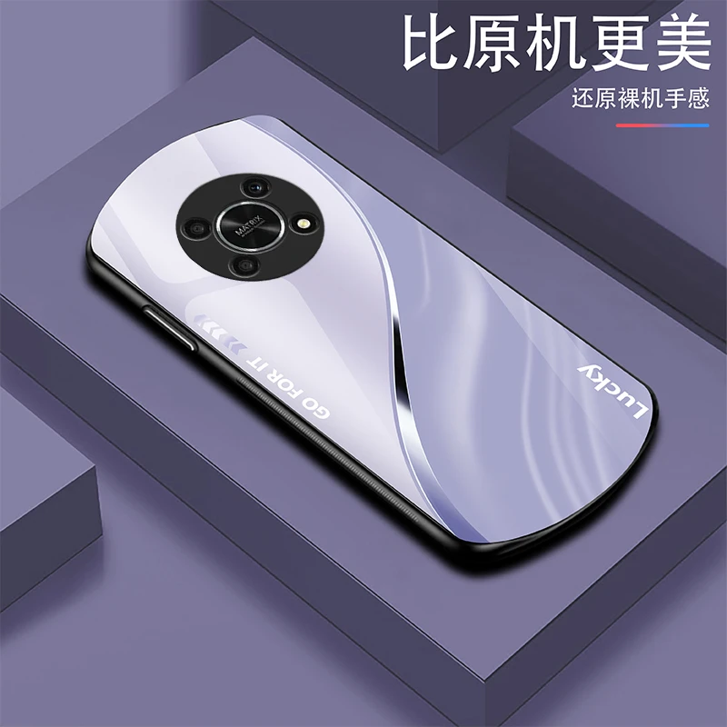 适用【荣耀X30】lucky弧形玻璃手机壳高颜值轻薄防摔商务轻奢
