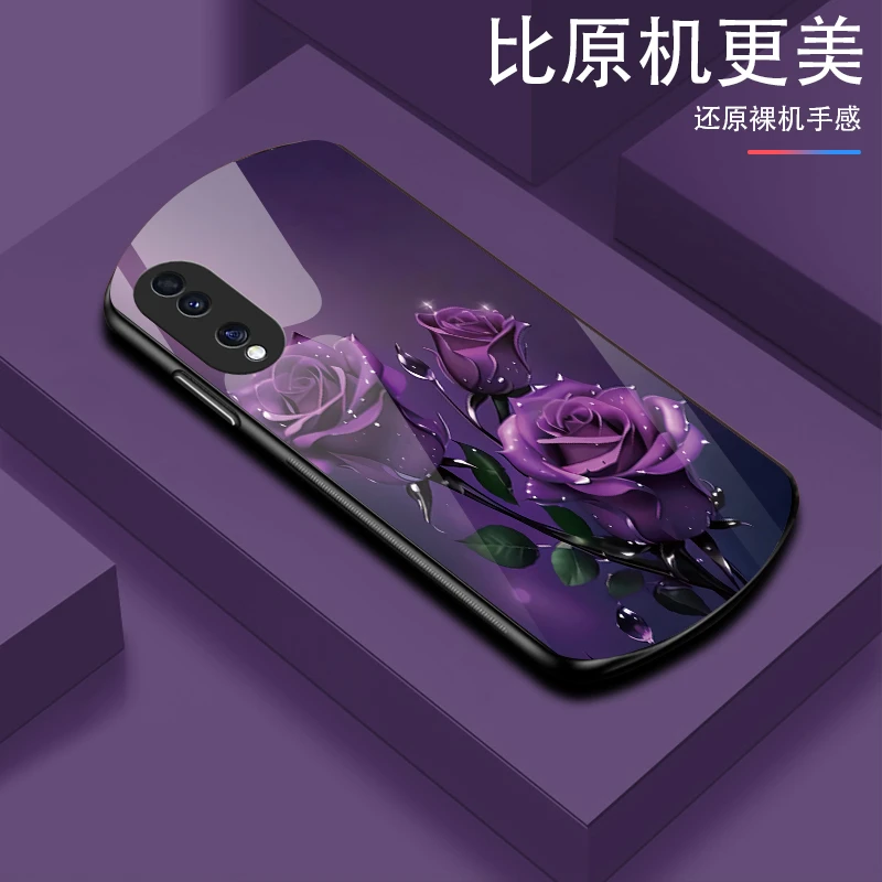 适用【荣耀70】弧形玻璃优雅花朵创意氛围防摔防刮手机壳