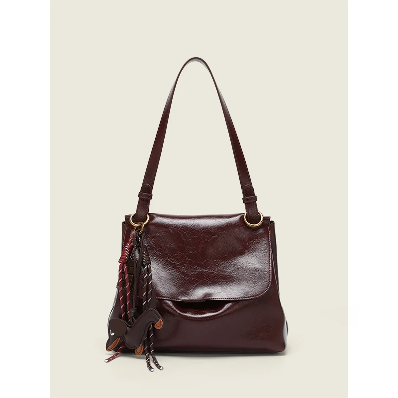 10-2上新复古时尚大容量单肩包L-3709酒红色