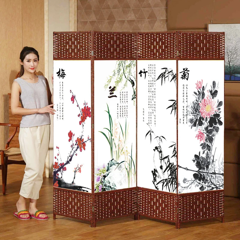 简易屏风折叠推拉移动房间隔断帘客厅进门卧室遮挡墙家用挡床玄关