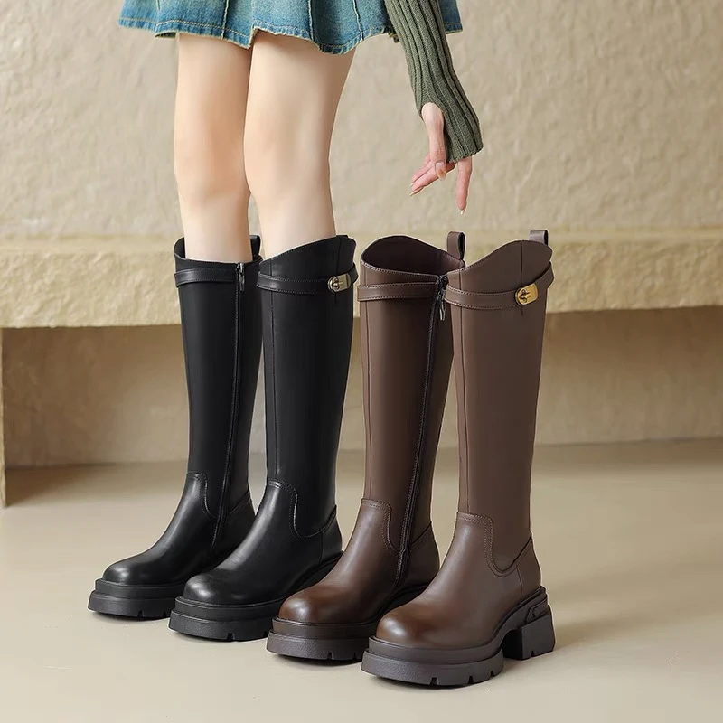 小辰家 24早秋不过膝时尚百搭骑士靴瘦瘦靴2024秋冬新款A23391249