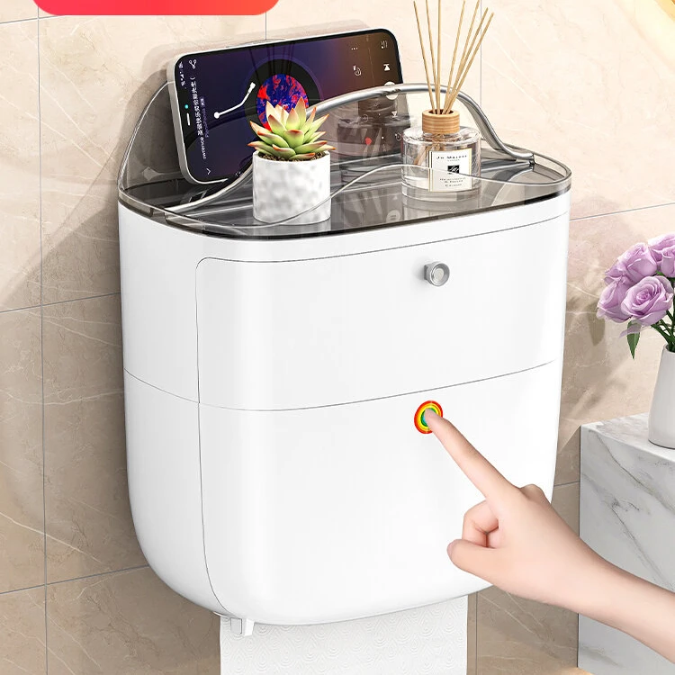 佳帮手卫生间纸巾盒厕所抽纸盒卫生纸巾置物架壁挂纸巾大号免打孔